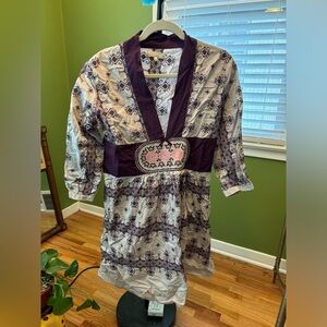 Odd Molly Embroidered Four Continent Cross Stitch Tunic Dress size 4
